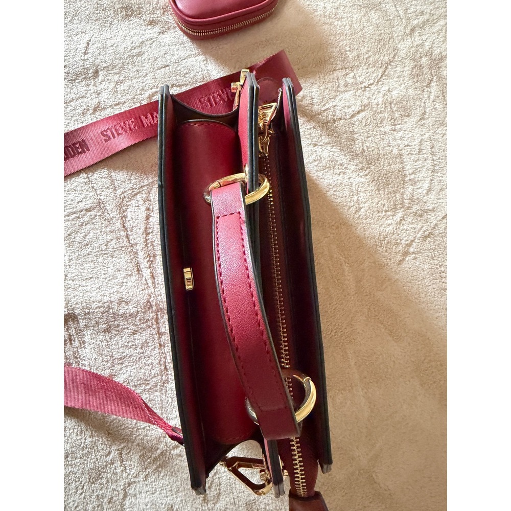 Steve Madden Burgundy Satchel Crossbody Bag with Webbed Strap & Coin Purse NWOT - Picture 10 of 13